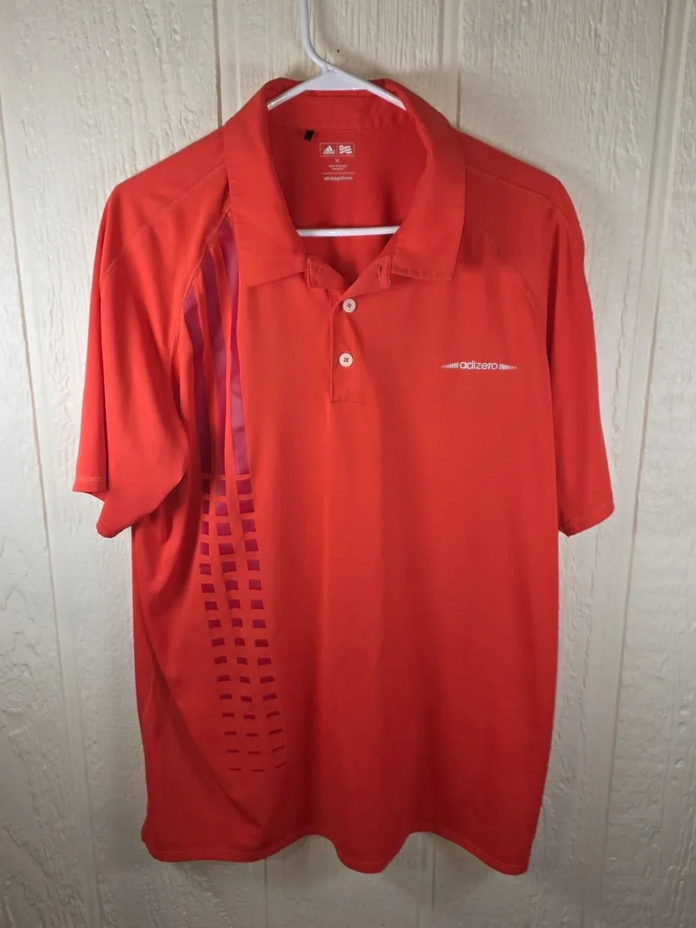 adidas Men’s Orange adizero Polo with Graphic Side Panels, Size XL
